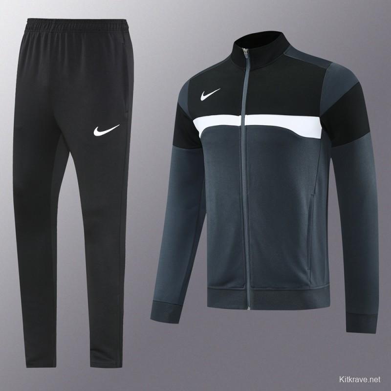 2025 Nike Black/Deep Grey Full Hoodie Zipper Jacket +Long Pants