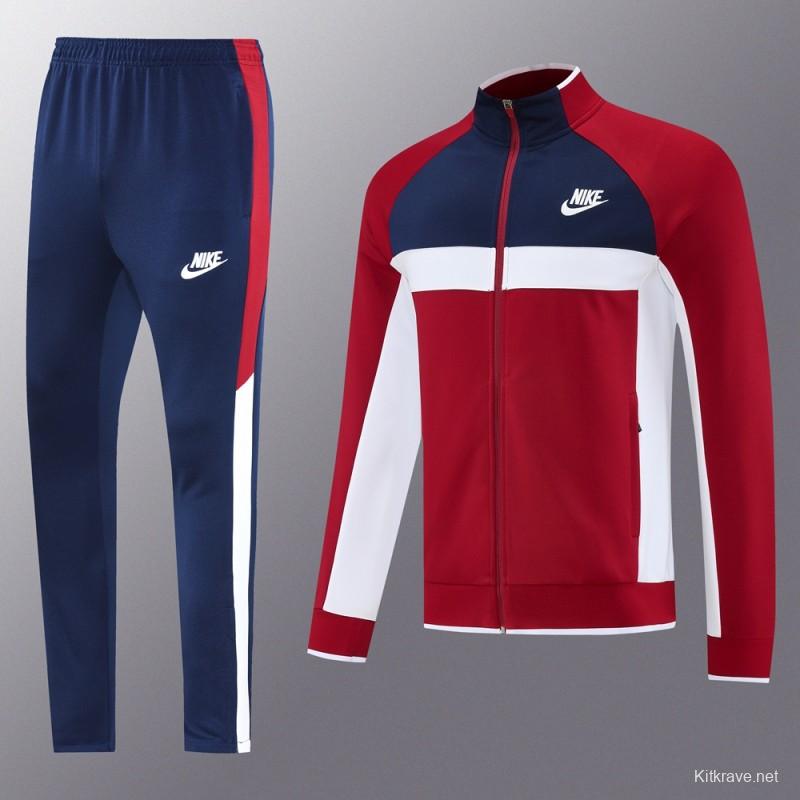 2025 Nike Navy/Red Full Hoodie Zipper Jacket +Long Pants