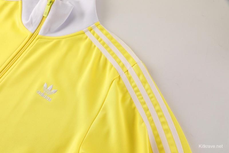 2025 Adidas Original Yellow Full Hoodie Zipper Jacket +Long Pants