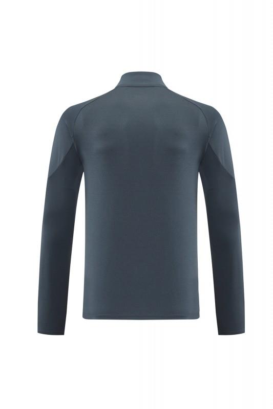 2025 Adidas Dark Grey & Black with Leopard Print Pattern and Orange Accents Half Zipper Jacket +Long Pants