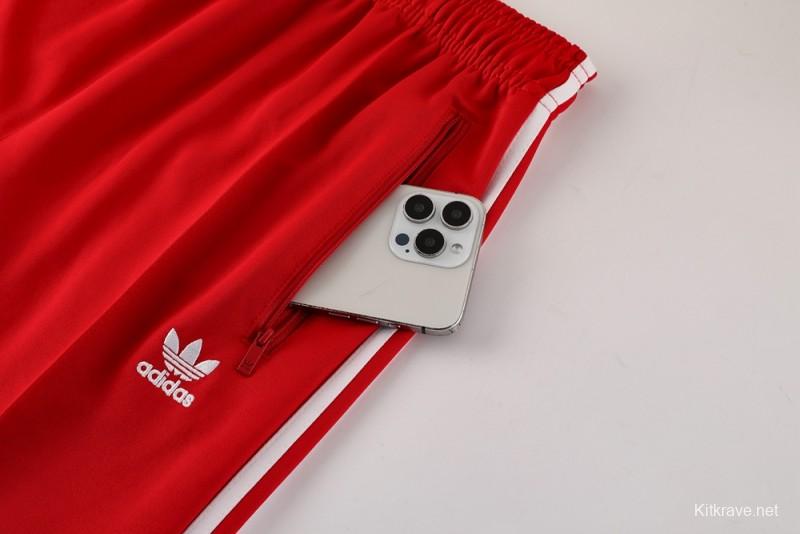2025 Adidas Original Red Full Hoodie Zipper Jacket +Long Pants