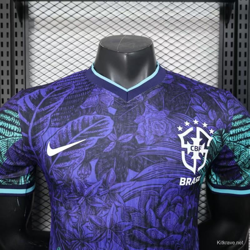 Player Version 2025 Brazil Purple with Tropical Leaf Pattern Jersey