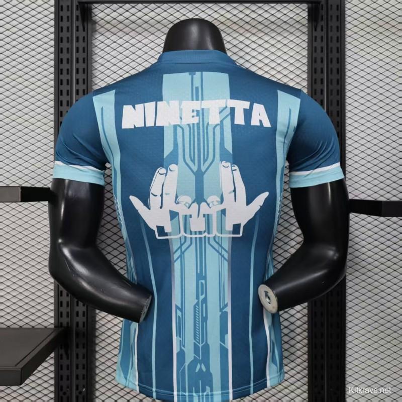 Player Version 25/26 Olympique de Marseille Blue with Geometric Stripes Jersey