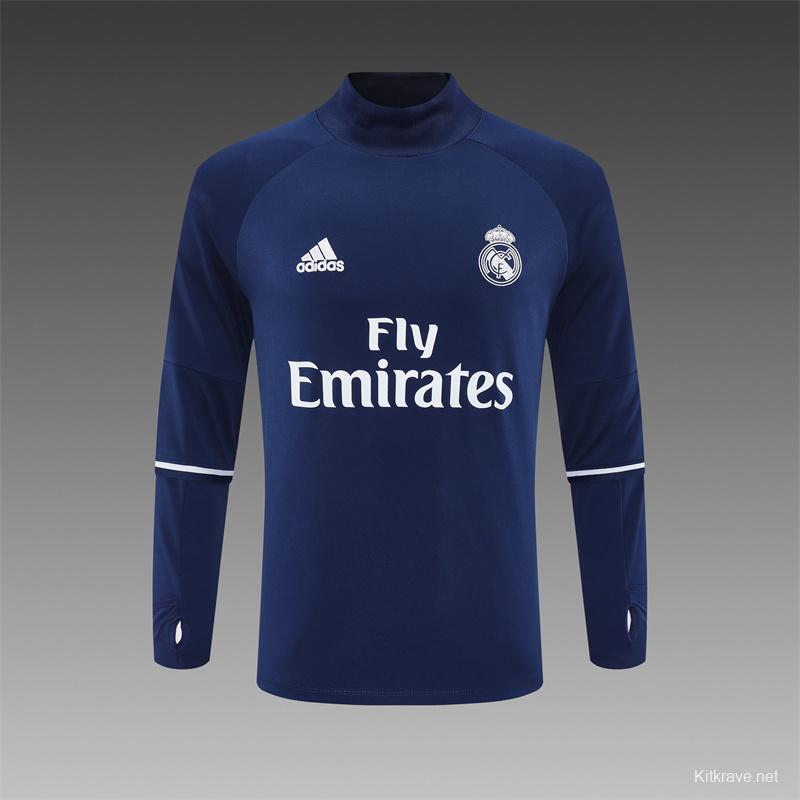 Retro 16/17 Real Madrid Royal Blue Half Zipper Jacket