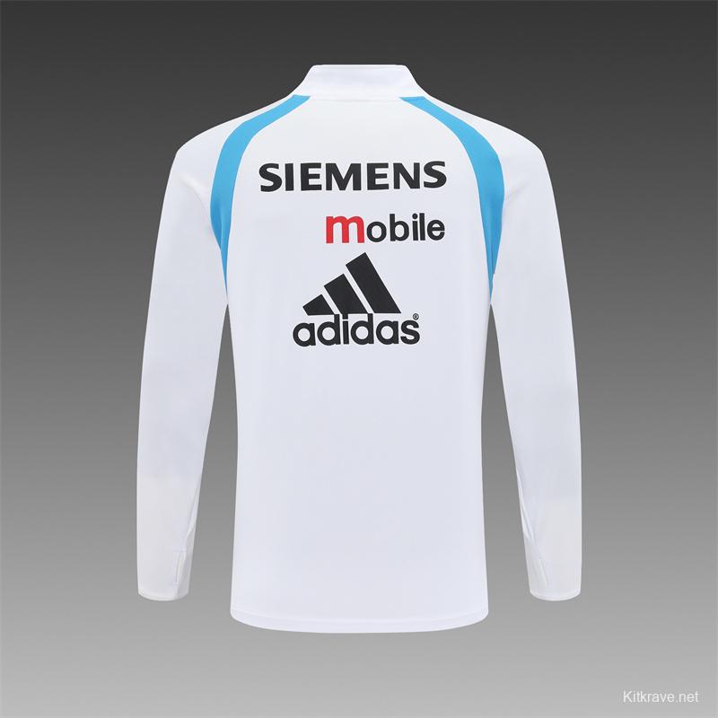 Retro 03/04 Real Madrid White Half Zipper Jacket