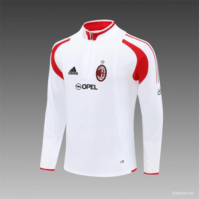 Retro 04/05 AC Milan White Half Zipper Jacket