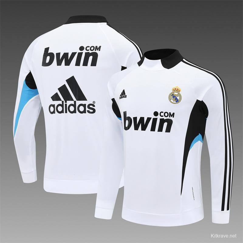 Retro 08/09 Real Madrid White Half Zipper Jacket