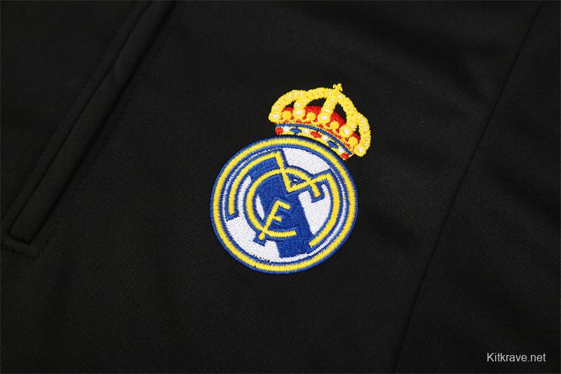 Retro 04/05 Real Madrid Black Half Zipper Jacket