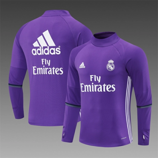 Retro 16/17 Real Madrid Purple Half Zipper Jacket+Long Pants