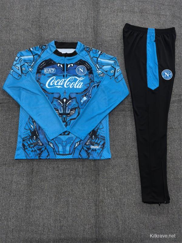 25/26 Kids Napoli Light Blue Camouflage Half Zipper Jacket+Long Pants