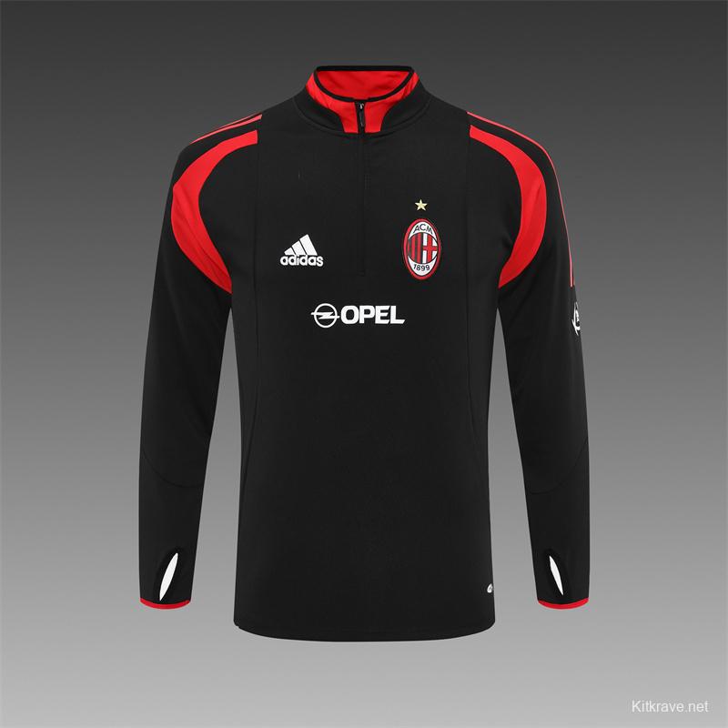 Retro 04/05 AC Milan Black Half Zipper Jacket+Long Pants