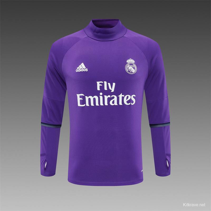 Retro 16/17 Real Madrid Purple Half Zipper Jacket