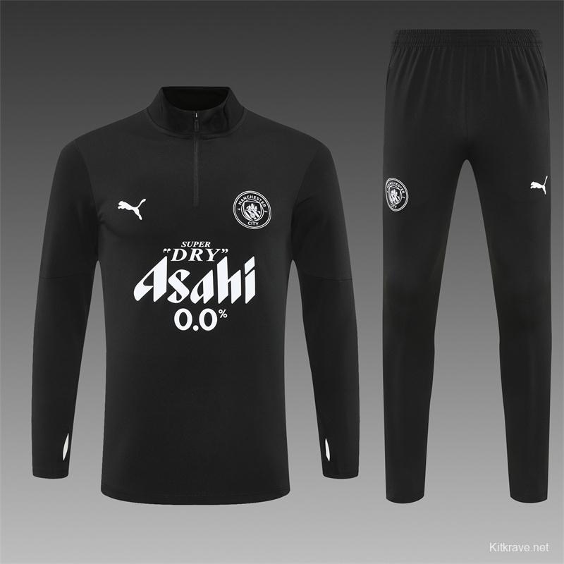 25/26 Manchester City Black Half Zipper Jacket+Long Pants