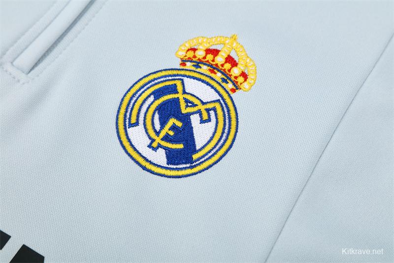 Retro 04/05 Real Madrid Light Grey Half Zipper Jacket