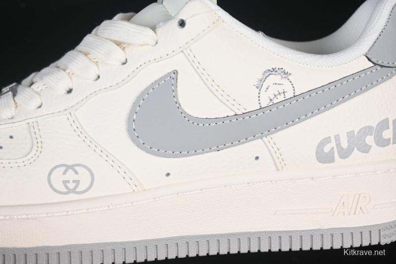 Nike Air Force 1 '07 Low Gucci Collaboration Ghost Face Beige Gray Casual Sneakers - QW5836-024