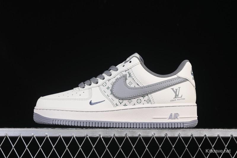 Nike Air Force 1 '07 Low LV Collaboration Printed Beige Swoosh Casual Low-Top Sneakers - HH7518-079