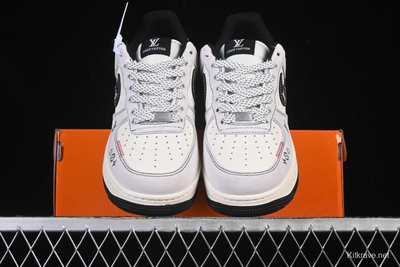 Nike Air Force 1 '07 Low LV Collaboration Black Swoosh Woven Label Casual Sneakers - CX5050-Y23