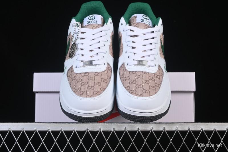 Nike Air Force 1 '07 Low Gucci Collaboration Pattern Grass Green Casual Sneakers - AH8462-004