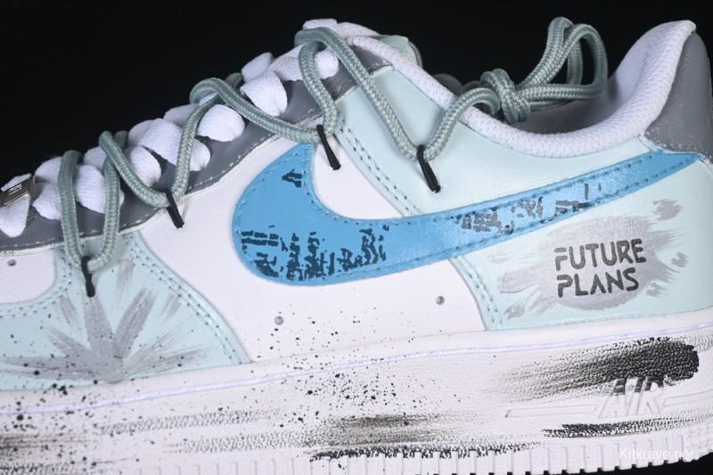 Nike Air Force 1'07 Low Grey Tune Era Hand-Painted Graffiti Casual Sneakers - LJ8822-202