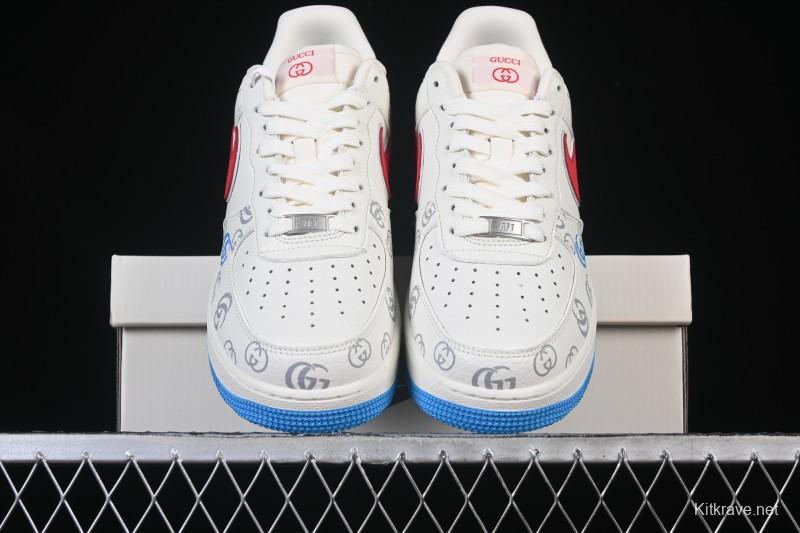 Nike Air Force 1'07 Low Gucci Collaboration White Red Blue Low-Top Casual Sneakers - SC0601-572