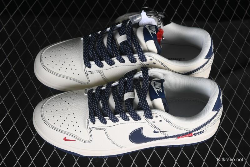 Nike SB Dunk Low Supreme Collaboration Light Blue Swoosh Low-Top Casual Skate Shoes - HH7518-083