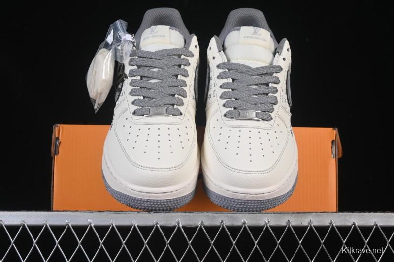 Nike Air Force 1 '07 Low LV Collaboration Printed Beige Swoosh Casual Low-Top Sneakers - HH7518-079