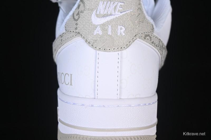 Nike Air Force 1 '07 Low Gucci Collaboration Light Gray Denim Glow-in-the-Dark Low-Top Casual Sneakers - XX3168-197