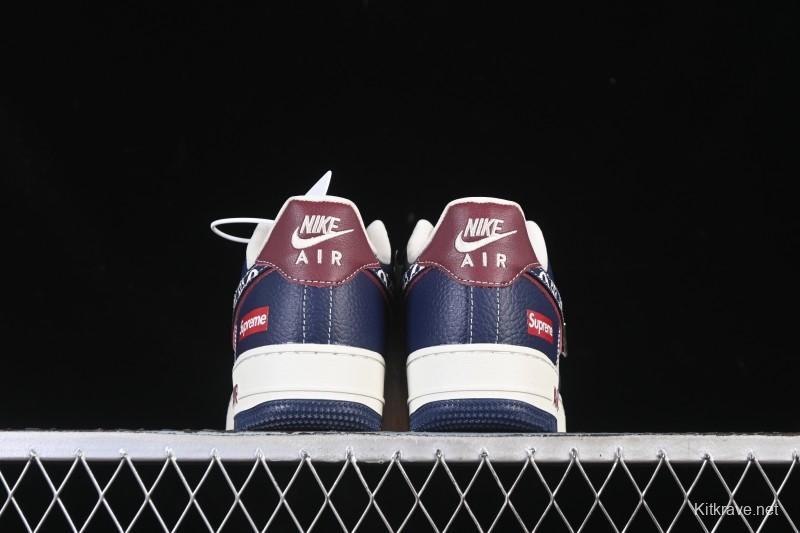 Nike Air Force 1 '07 Low Supreme Collaboration White Blue Wine Red Casual Sneakers - YF9511-801