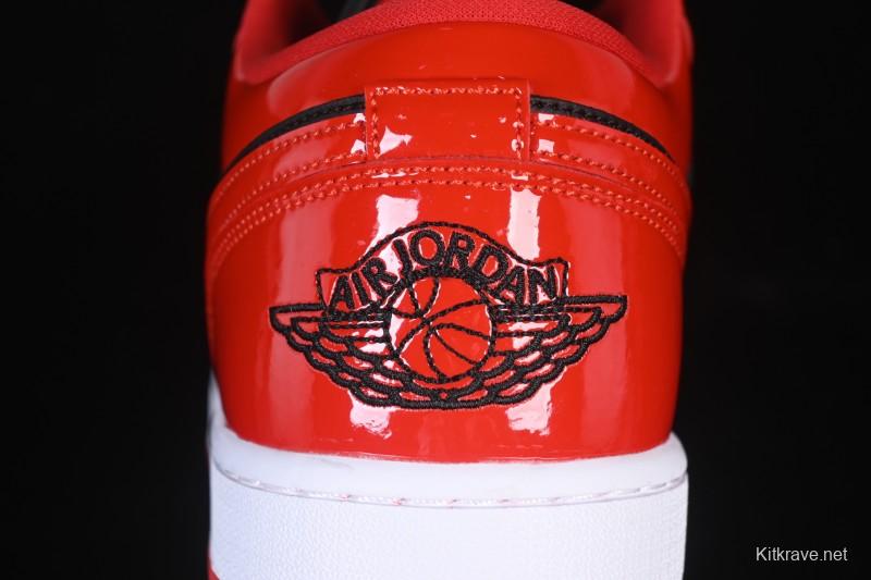 Nike Air Jordan 1 Low AJ1 Patent Leather Black Red Low-Top Casual Sneakers HV4089-006