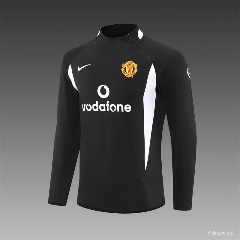Retro 02/03 Manchester United Black Half Zipper Jacket+Long Pants