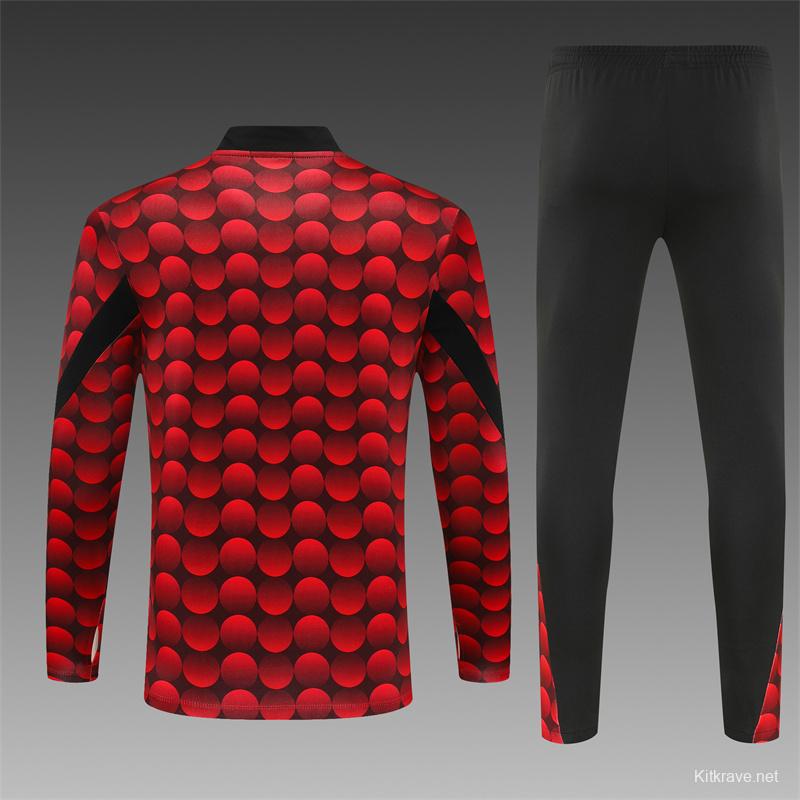 25/26 Feyenoord Red Black Camouflage Half Zipper Jacket+Long Pants