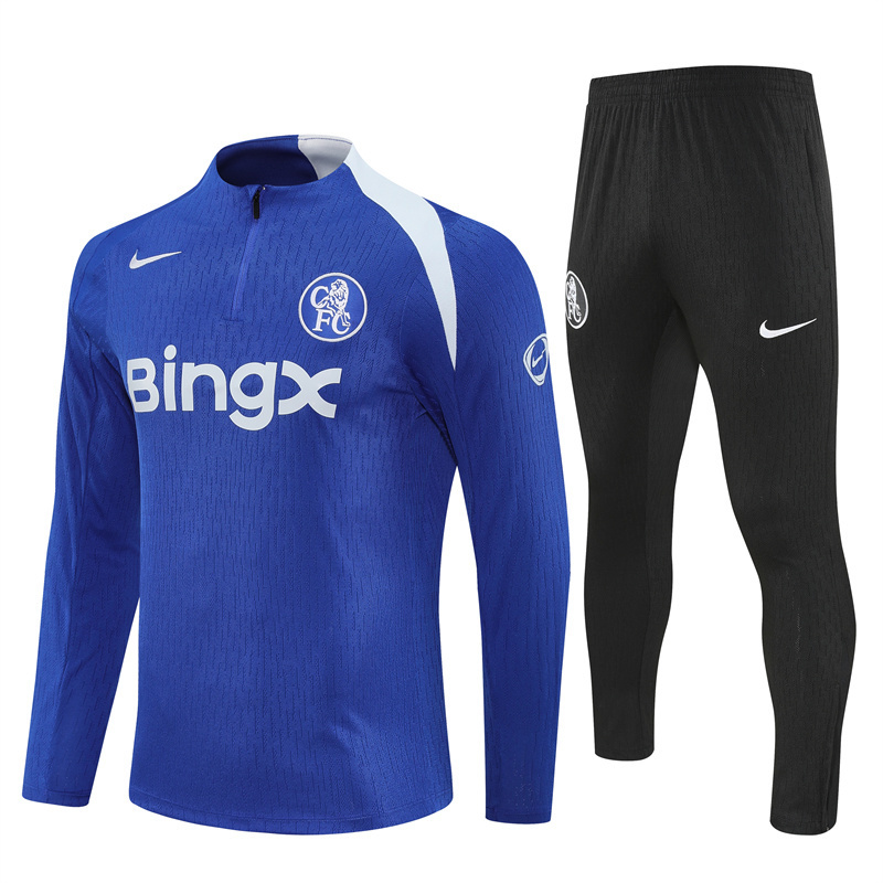 Player Version 25/26 Chelsea Color Blue T90 Half Zipper Jacket+Long Pants