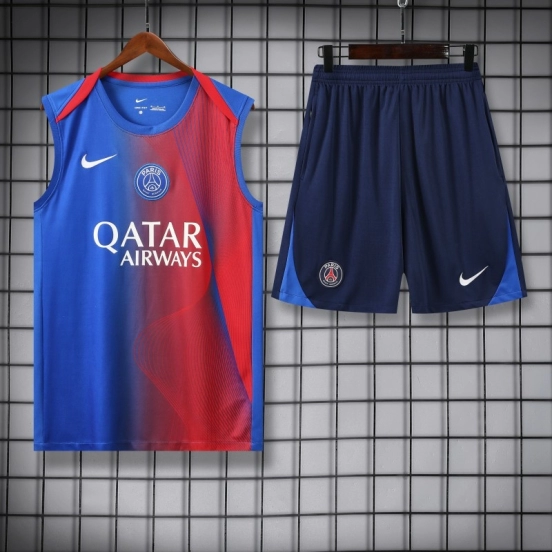 25/26 PSG Red/Blue Vest Jersey+Shorts