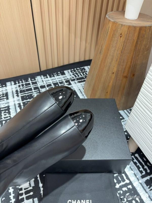 Chanel 2025/SS Patent Leather Block Heel Elastic Ankle Boots - LY00350