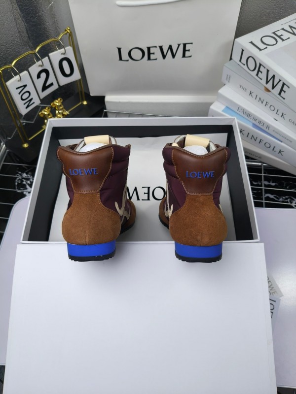 LOEWE High-Top German Training Sneakers Retro Fashion Casual White Shoes - LY00330