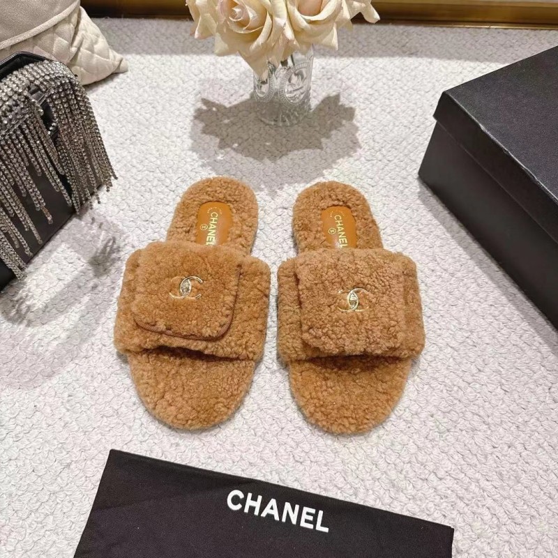 Chanel 2025/SS Slingback Lock Buckle Butterfly Fur Slippers - LY00250