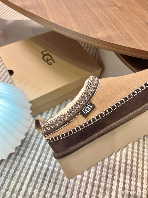 UGG Ethnic Tazz Series Thickened Height-Increasing Slip-On Fur Shoes - MJ00220