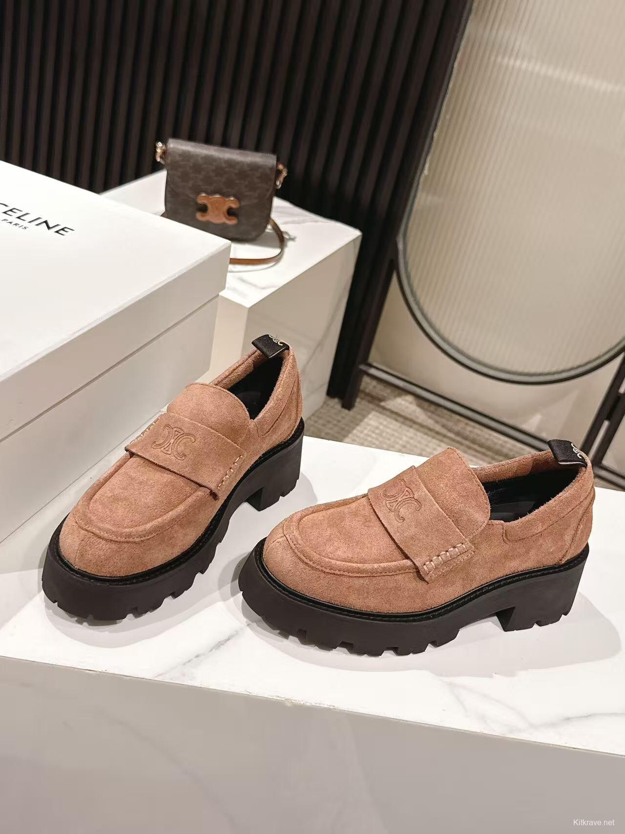 CELINE 2025/SS Fall Winter Latest Runway Lisa Same Style Platform Loafers - LY00300