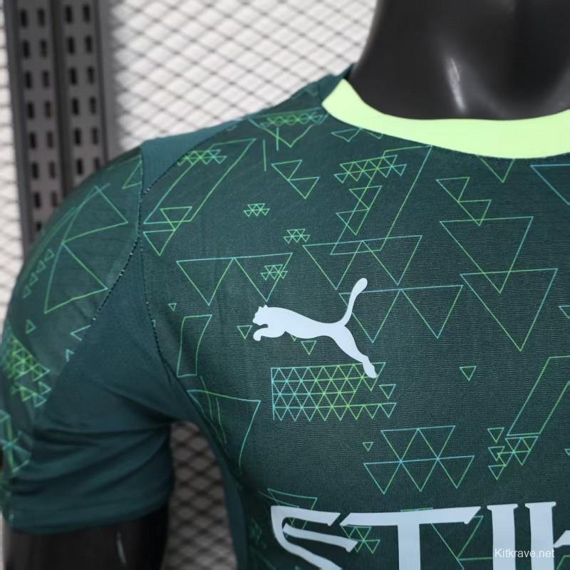 25/26 Player Version  Manchester City Third Dark Green with Geometric Triangle Pattern Jersey