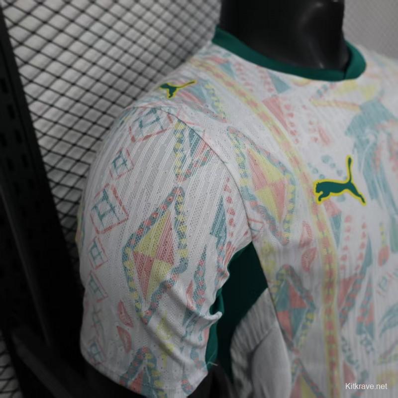 25/26 Player Version  Senegal Away White with African Traditional Pattern Jersey