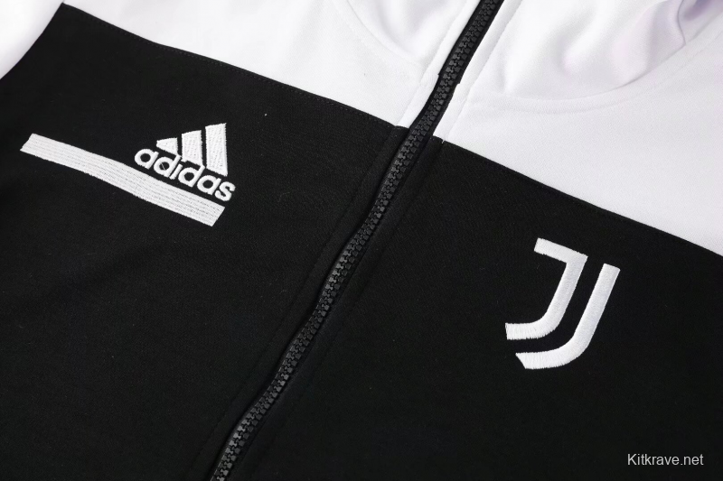 25/26 Juventus Hoodie White/Black Full Zipper Jacket +Long Pants