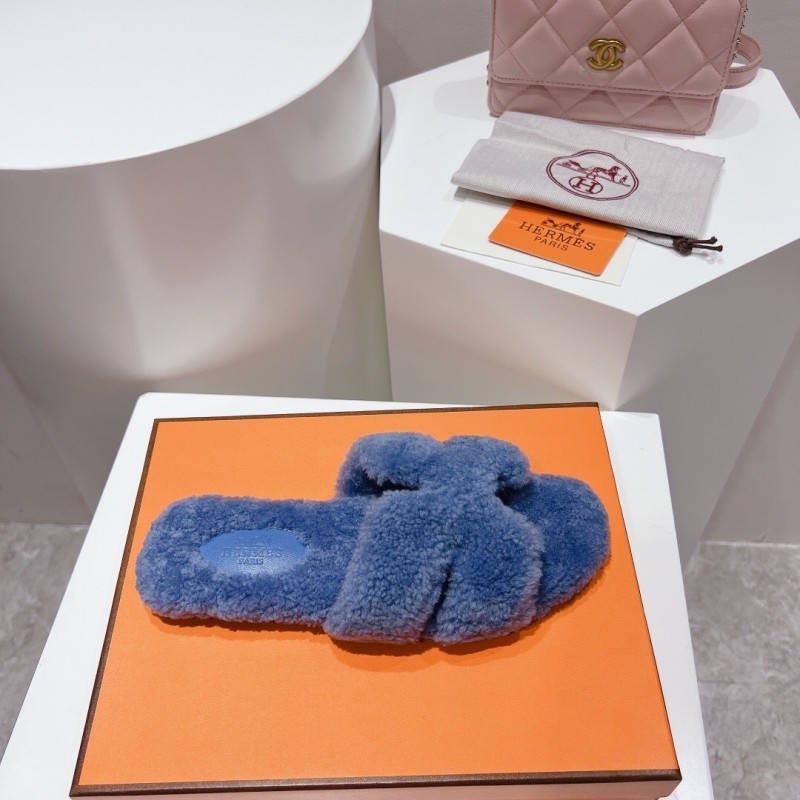 H Teddy Wool H Slippers Flat Sole Winter Edition - LY00240