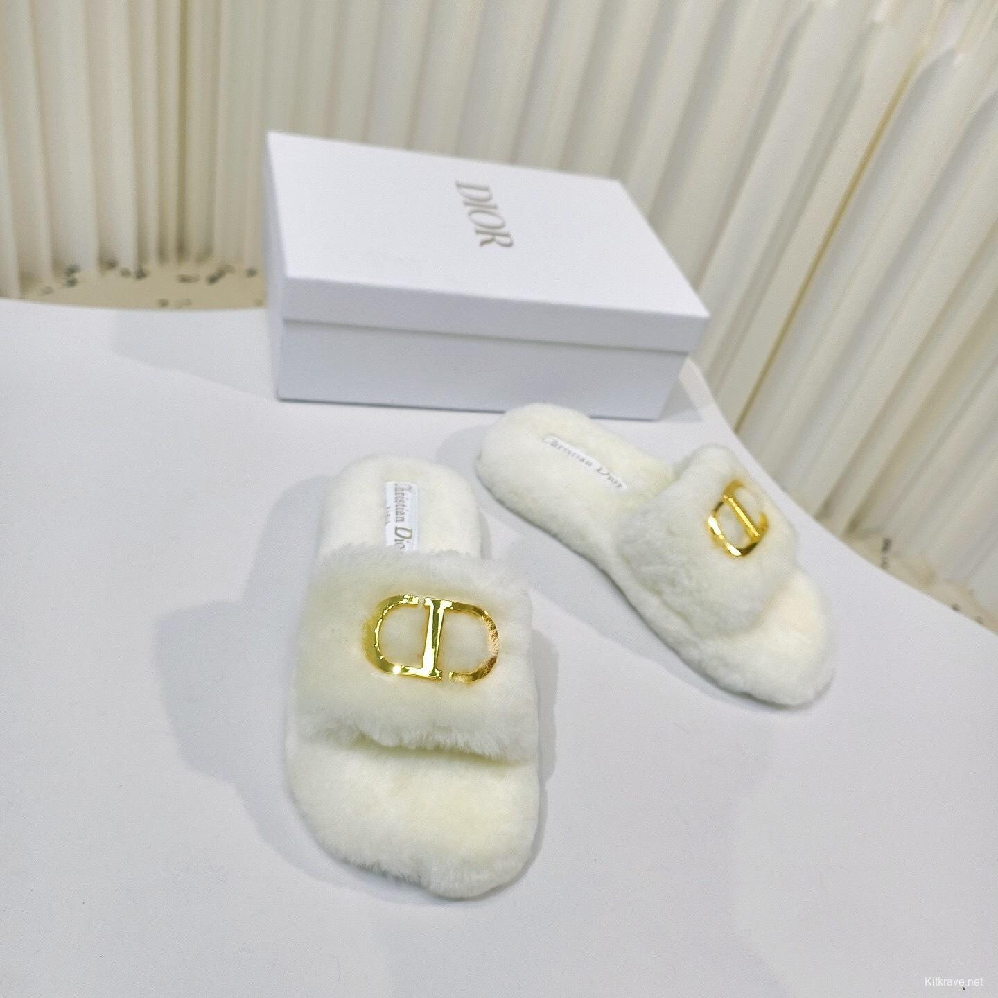 Dior Metal Buckle Wool Slippers Collection - LY00280