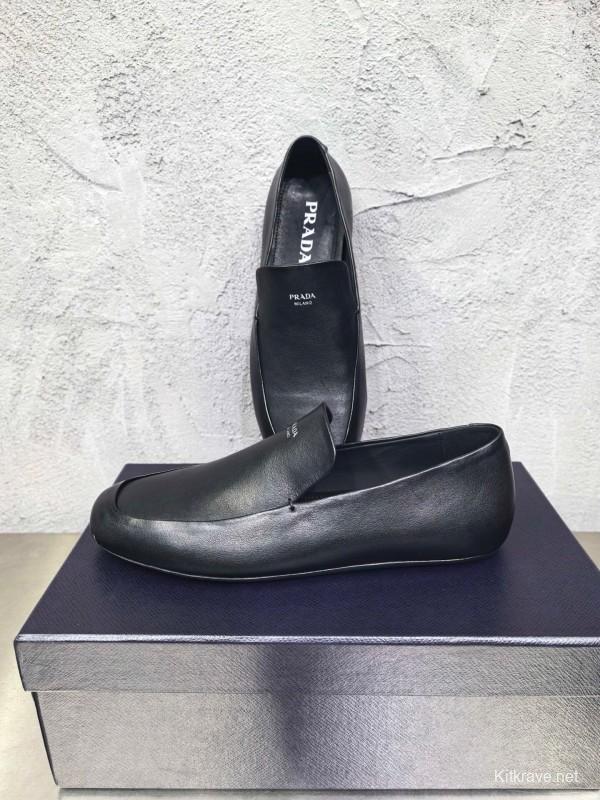 Prada Shuffle Monk Loafers Classic Retro Men's Leather Shoes - AS00380