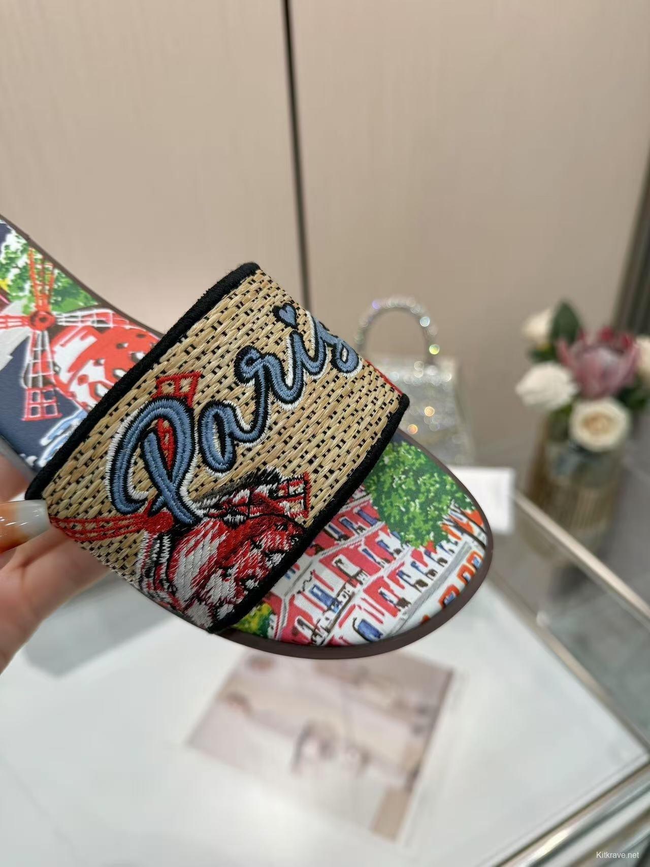 Dior 2025/ss Embroidered Monogram Slippers with Sheepskin Lining - LY00200/LY00240