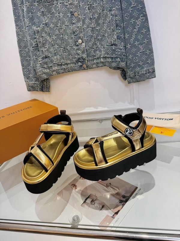 Louis Vuitton 2025/SS Latest High-End Fashion Versatile Sandals with Thick Sole Heightening and Slimming Effect - LY00