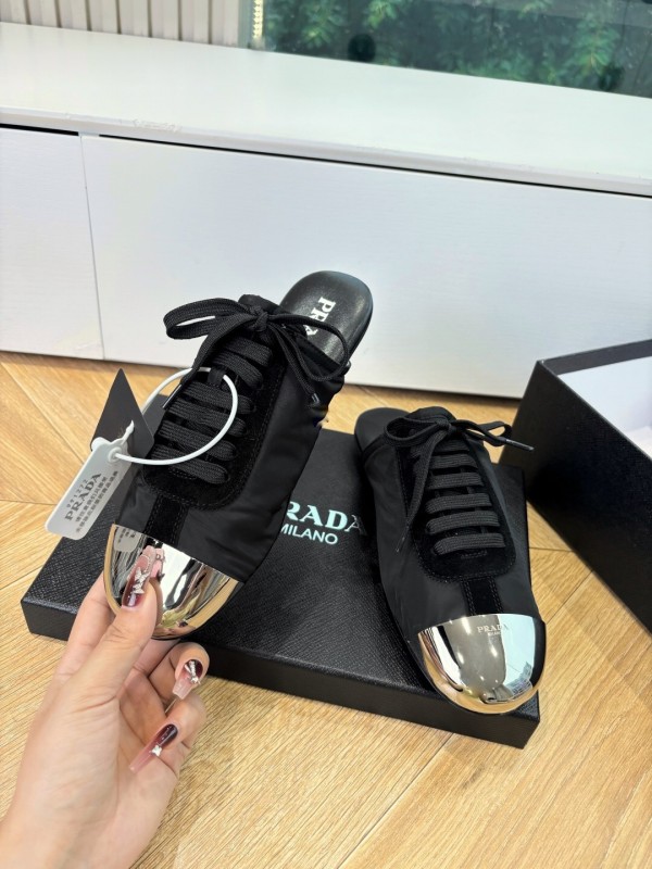 Prada Metal Toe Thin Sole Trainer Casual Shoes - LY00270