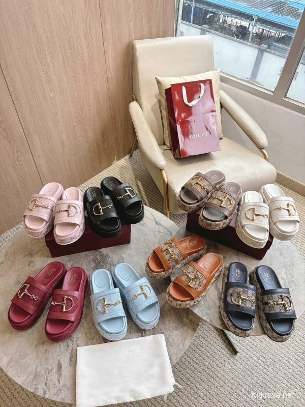 Gucci 8356-8 Women's Sandals with Horsebit Detail and Gold Hardware