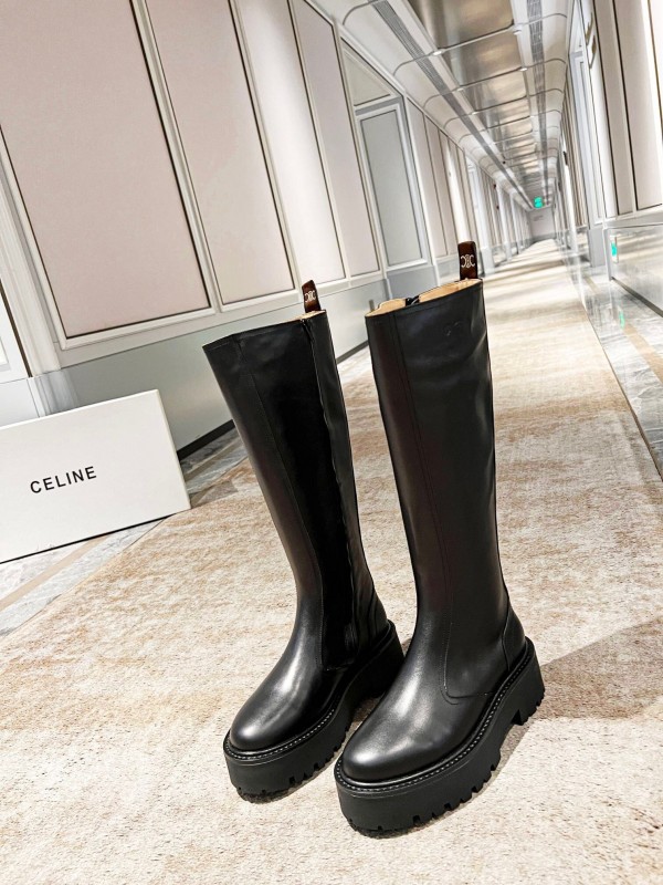 Celine 2025/ss Triomphe Side Zipper Knee High Boots - L Y00420