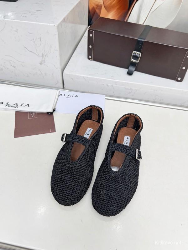 Alaia 2025/SS Knit Ballet Dance Shoes with Inner Arch Support and 0.8CM Height Increase - LY00310